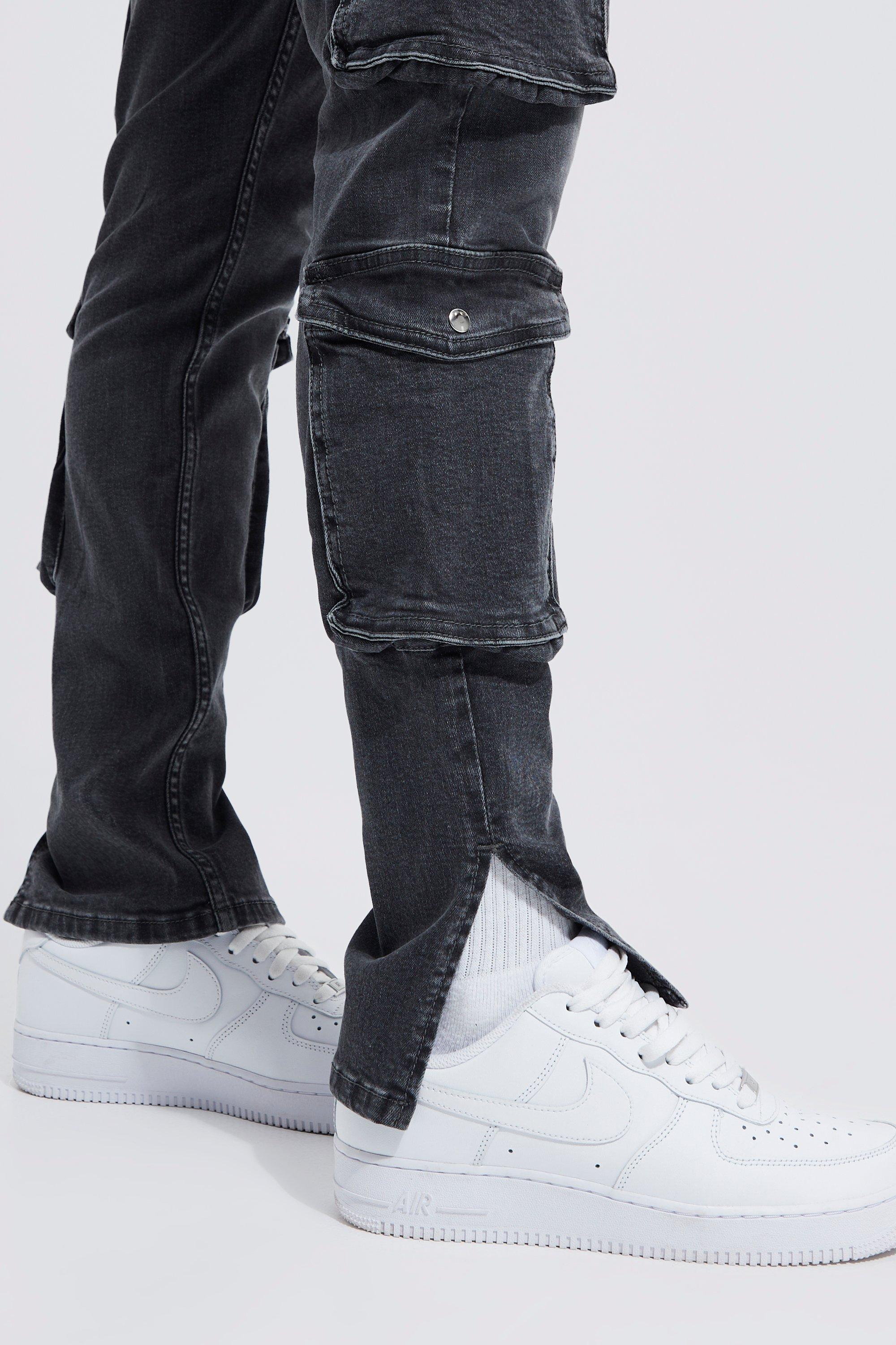 Black and white hot sale split jeans mens